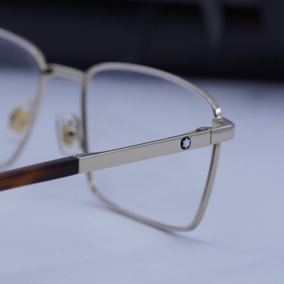 Montblanc MB0022O 003 Rectangle Eyeglasses 57mm –Gold/Havana - Picture 8 of 9
